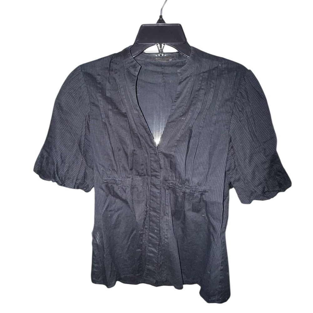 BCBGMaxAzria Cotton Black Button Down Blouse Size Small